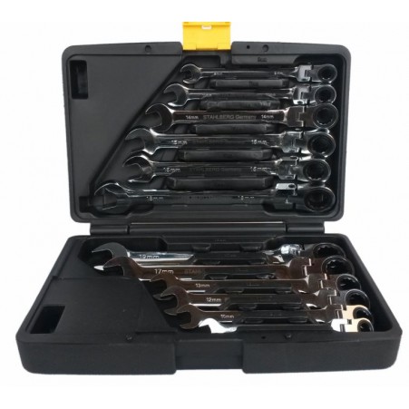Terkšlinių raktų komplektas vartoma galvute 8-19 mm. 12 vnt."Stahlberg" (3102401N-12PC)