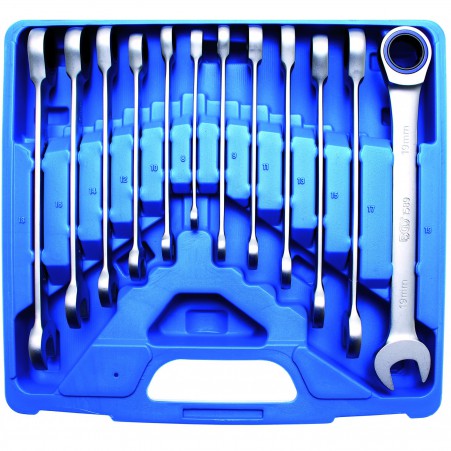 Raktų su terkšle komplektas 12 dalių," Bgs-technic", 72 dantukų 8-19 mm (30900)